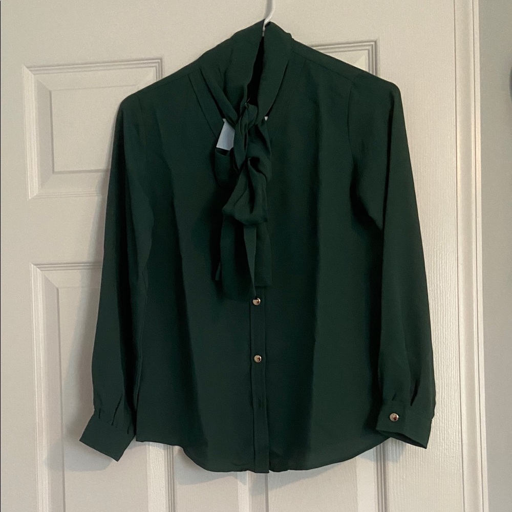 Tie Neck Blouse - Green